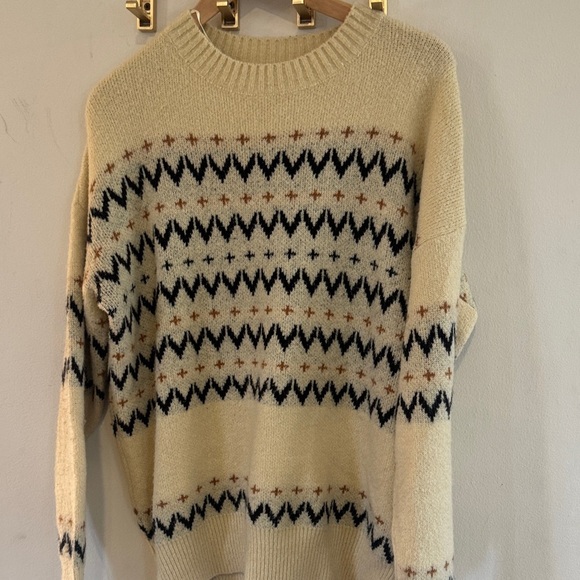 Papermoon Cream and Black Patterned Crew Neck Sweater - Picture 5 of 5